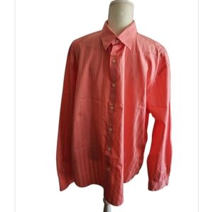 Perry Ellis Coral Cotton Button Down Shirt Size XXL